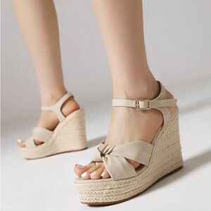 ZodyBoer Womens High Heel Espadrille Platform Wedges Sandals with Bow Tie NWOT 9